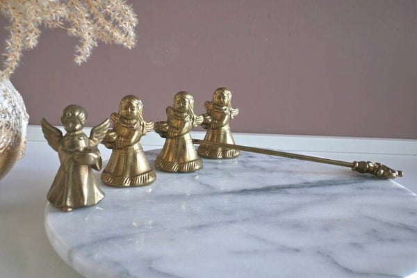 Messing engeltjes en kaarsendover