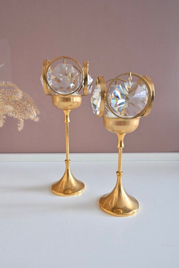 Prachtige Weinfurtner vergulde kristallen kandelaren