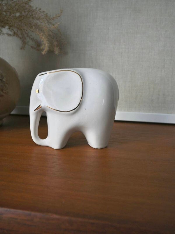 Wit met goud porseleinen olifanten beeldje