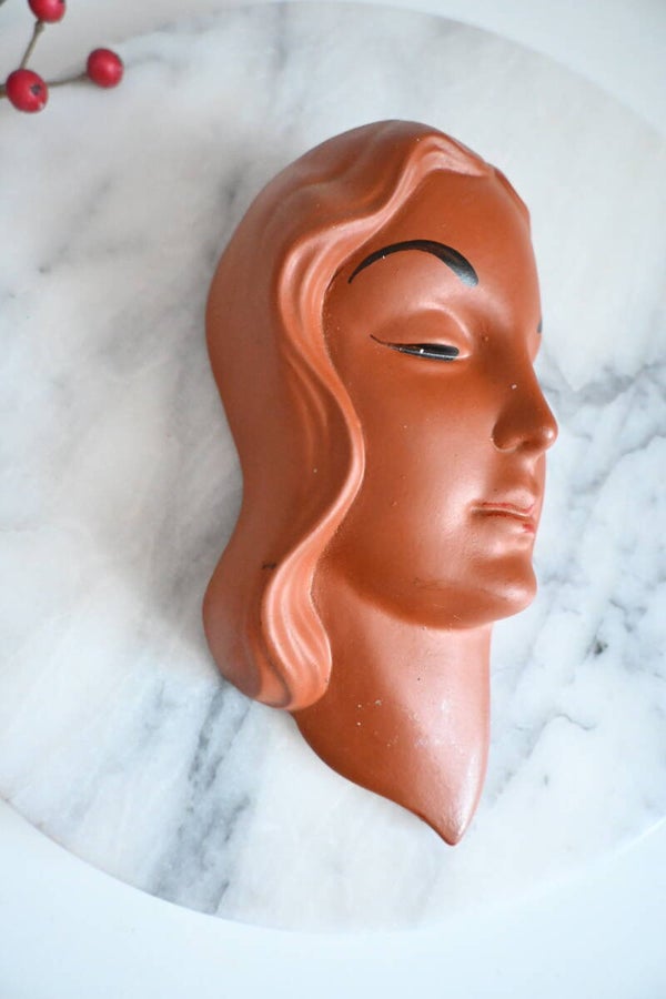 Vintage keramiek jaren 50 Rockabilly’s wandmasker