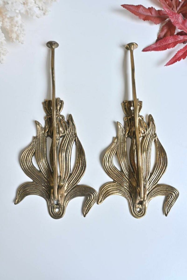 Messing Art Nouveau wandhaken set  iris