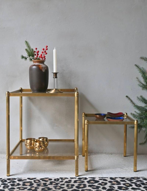 Set messing bijzettafeltjes/plantentafeltjes