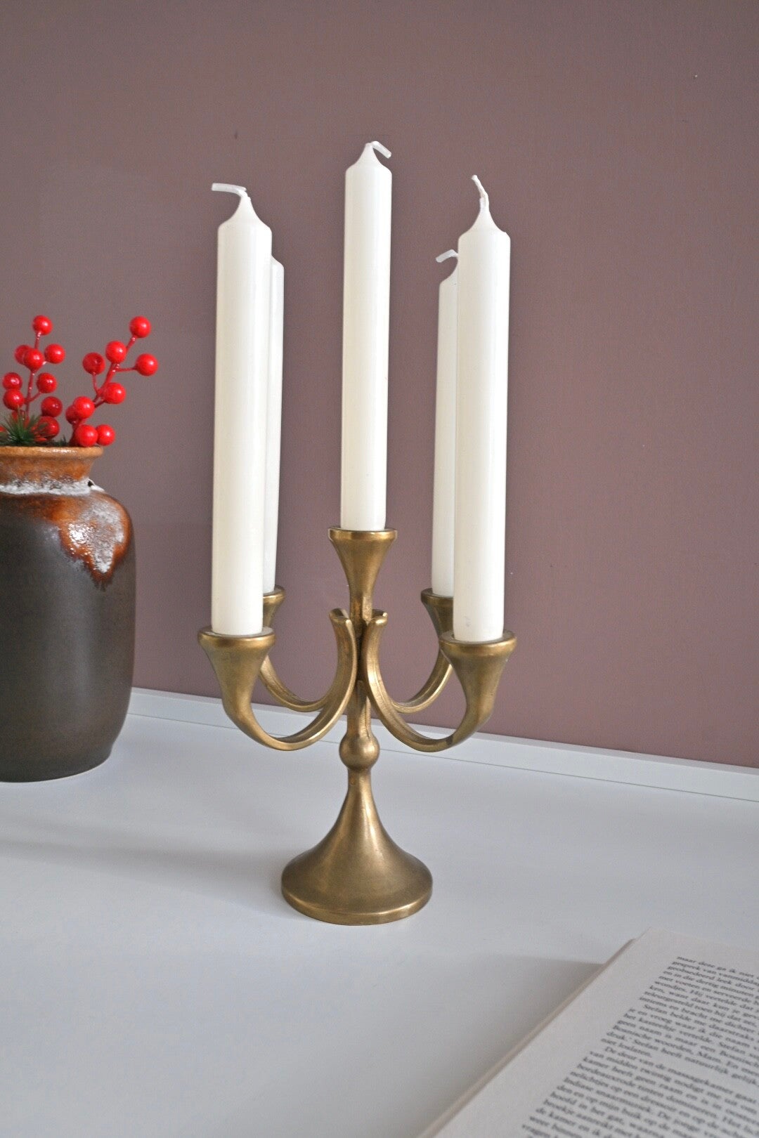 Kandelaar brutalist vijfarmig brons