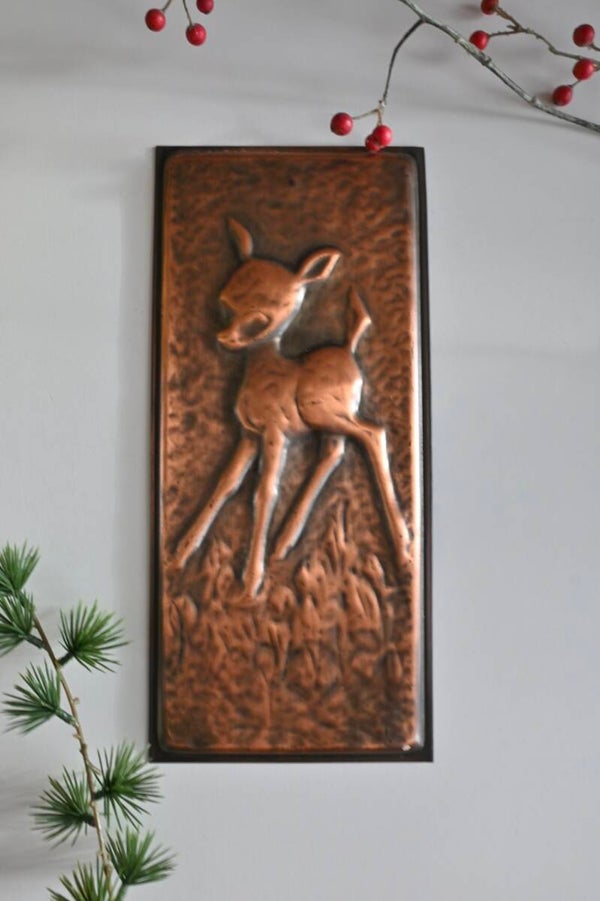 Vintage wandplaat reliëf van hert