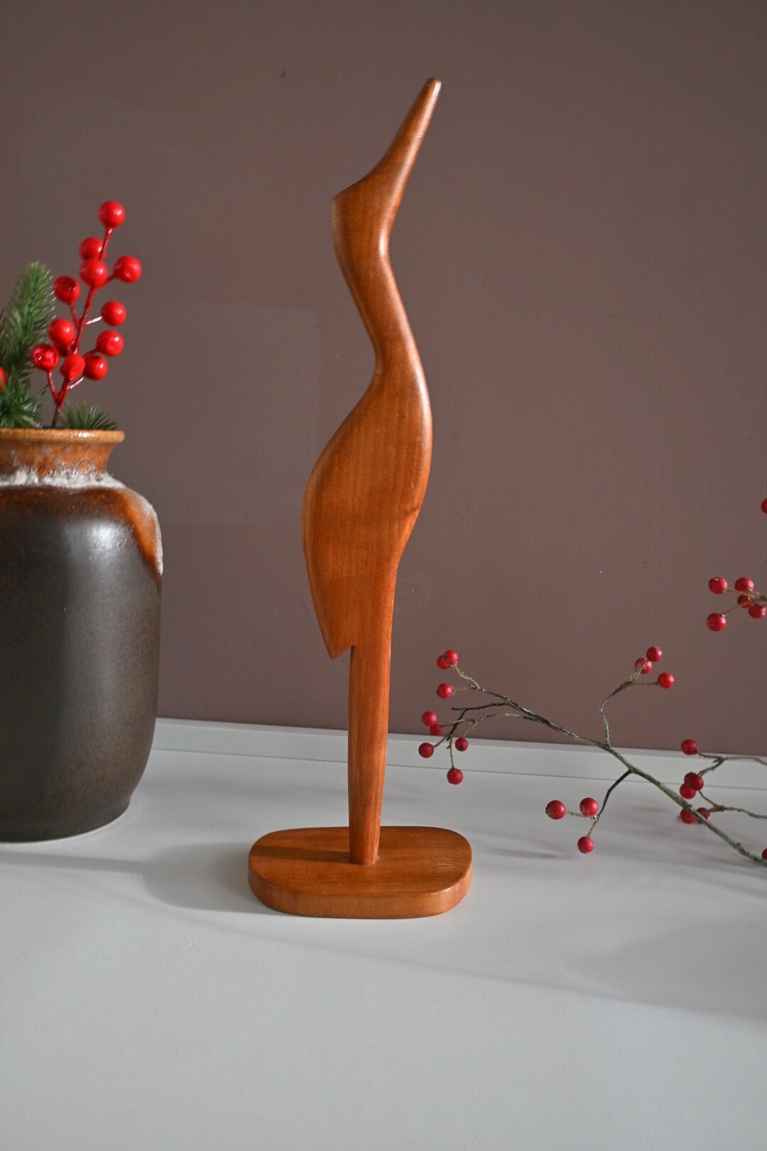 Vintage grote houten kraanvogel