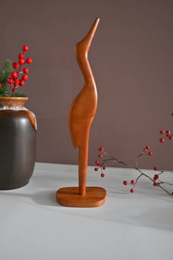 Vintage grote houten kraanvogel