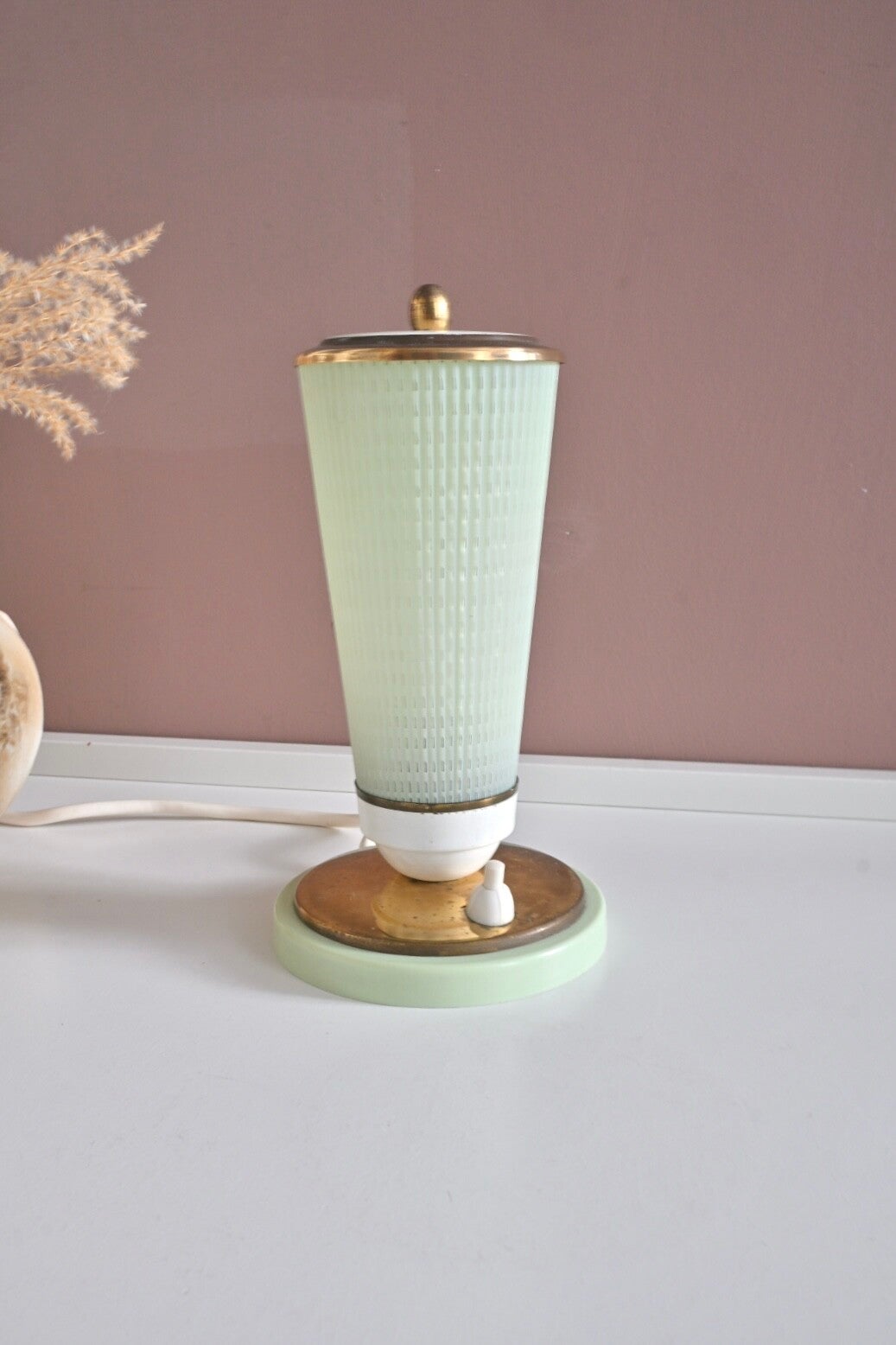 Vintage glazen tafellamp jaren 60 stijl Bauhaus