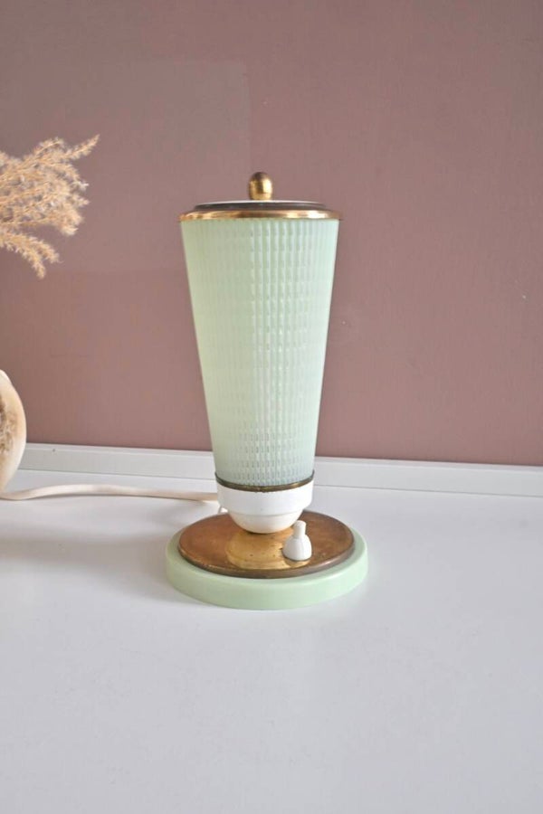 Vintage glazen tafellamp jaren 60 stijl Bauhaus