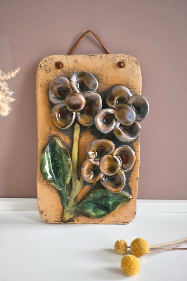 Handgemaakte vintage wandplaat keramiek