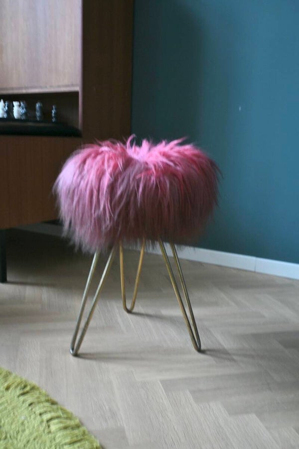 Roze vintage hairpin/Flokati krukje
