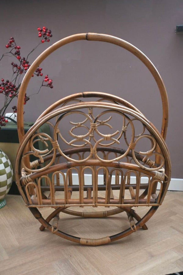 Vintage lectuurbak/tijdschriften houder