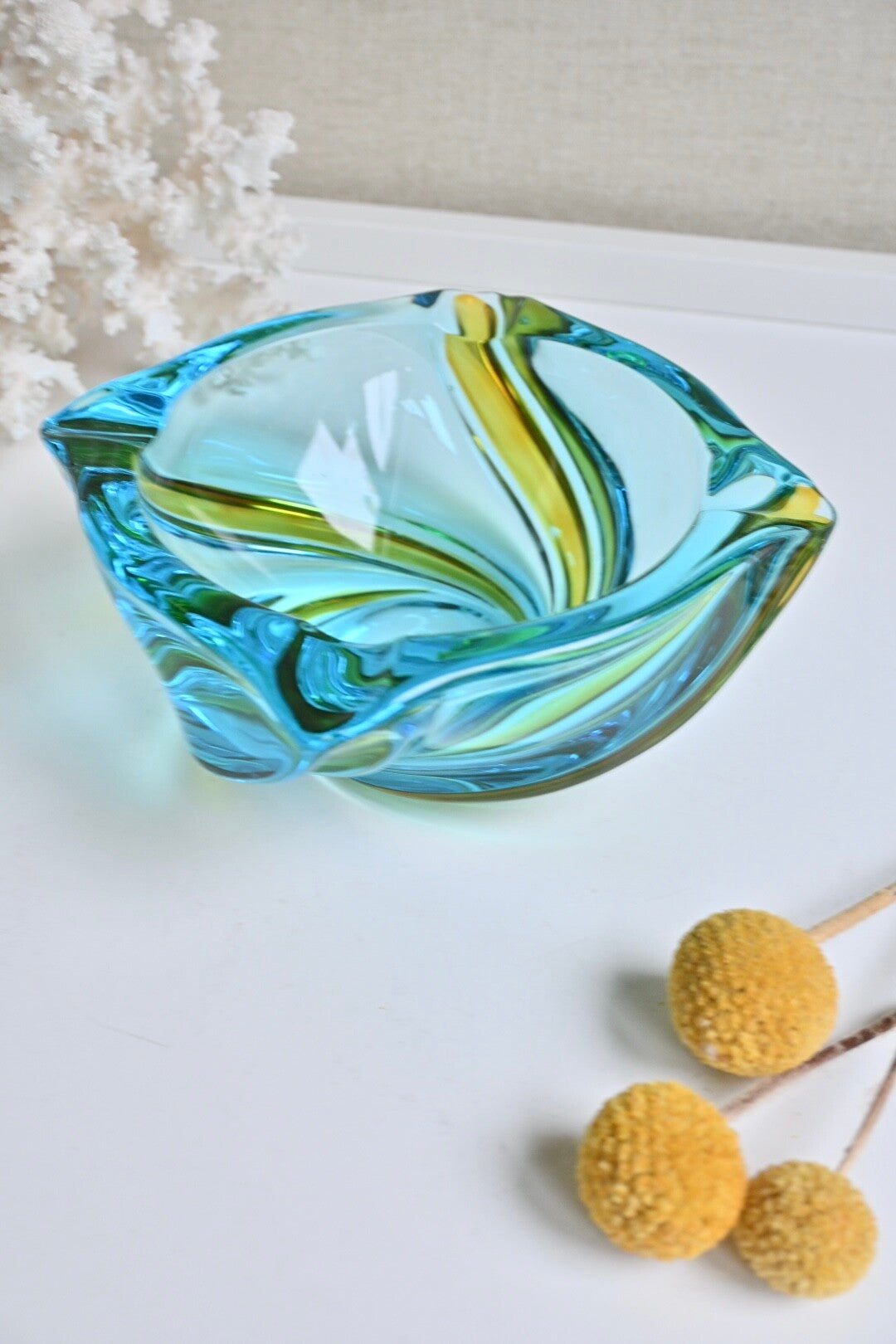 Zware vintage glazen asbak (Murano)