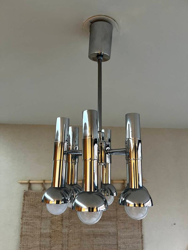 Space age verchroomde  hanglamp van Hustadt leuchten