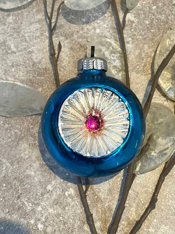 Vintage Deukbal Zilver Blauw Roze 7cm (#23001)