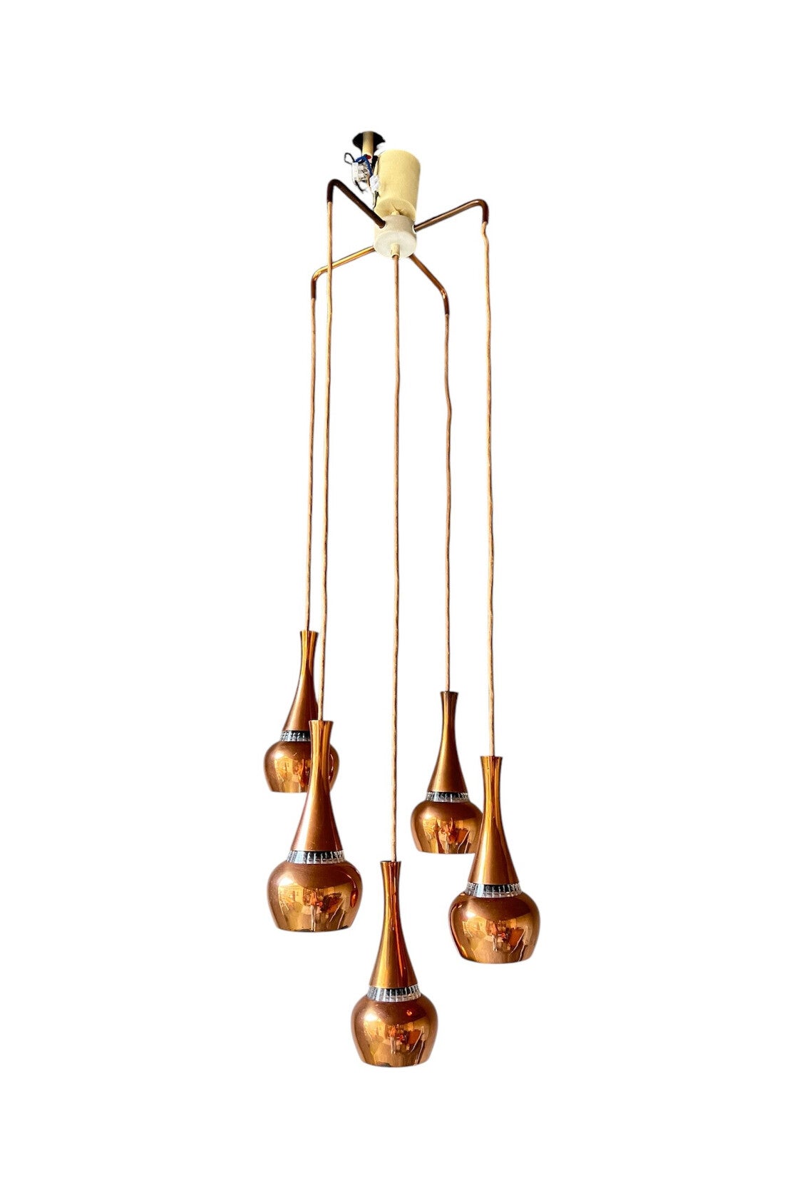 Mooie vintage design cascade koperen hanglamp/lamp