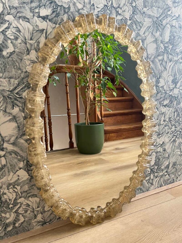 Acryl spiegel jaren 70 met artistieke rand