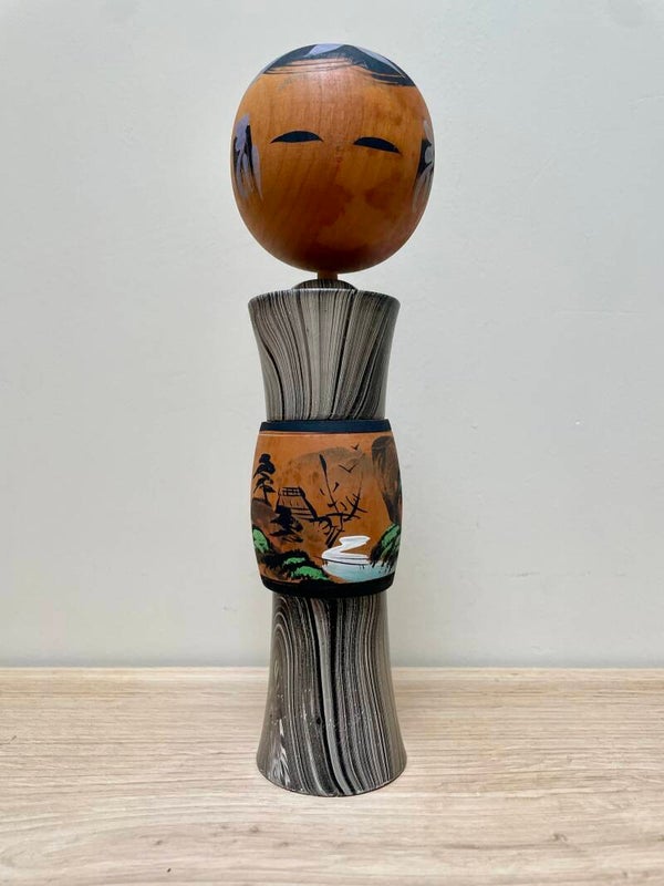 Japanse Kokeshi Pop Hout Jaren 70 Ongesigneerd 24cm