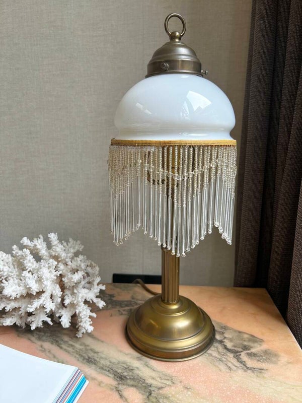 Romantische tafellamp met kralen franje