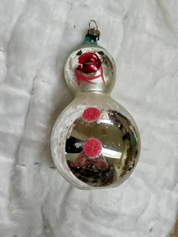 Antieke Kerstbal Vormbal Sneeuwman 12cm (24018)