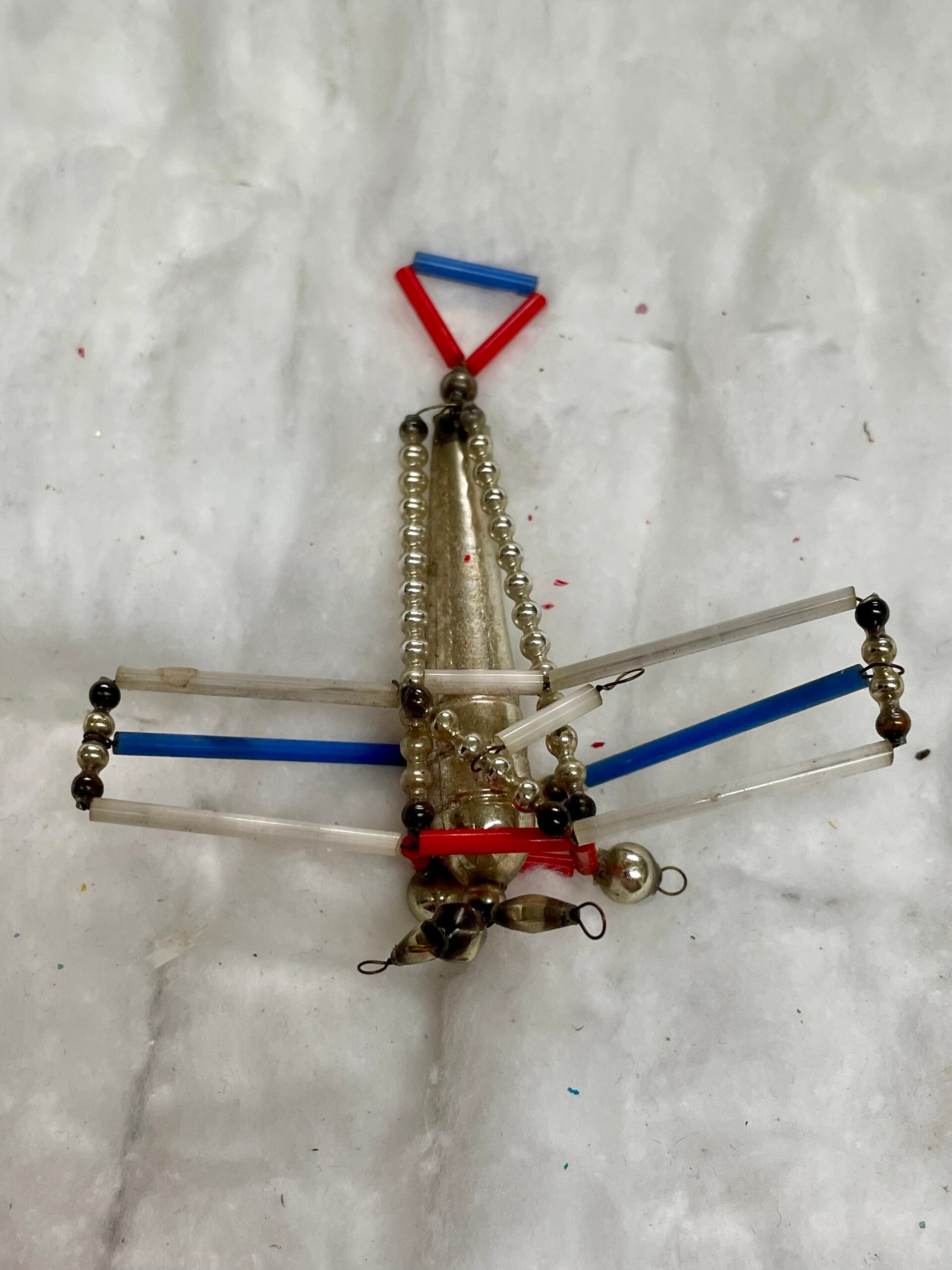 Antiek Gablonzer Vliegtuig Kerstbal 8cm (24038)