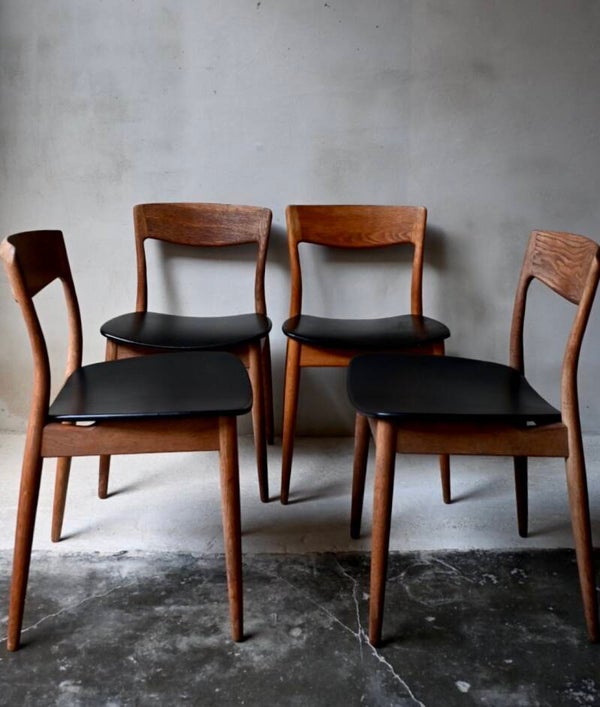 Vier eetkamerstoelen Deense Stijl Casala Modell Teakhout