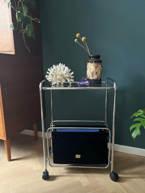 Vintage tijdschriftenhouder, bijzettafel