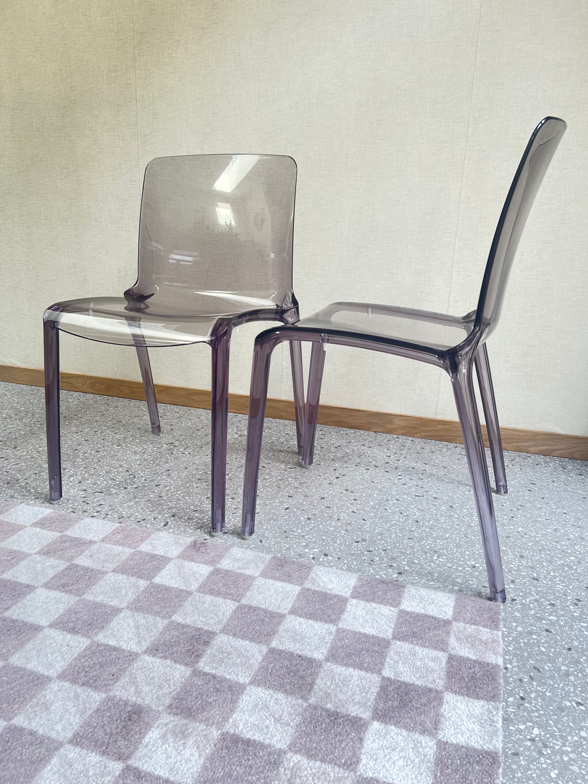 Set van 4 lila plexiglazen Casprini stoelen model Tiffany