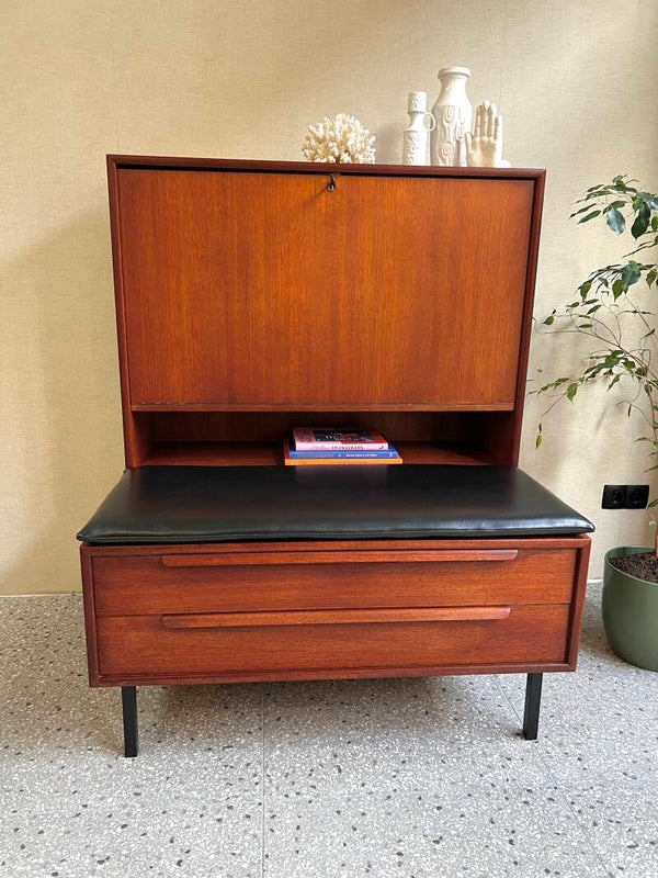 Tof vintage wandmeubel/secretaire met bankje