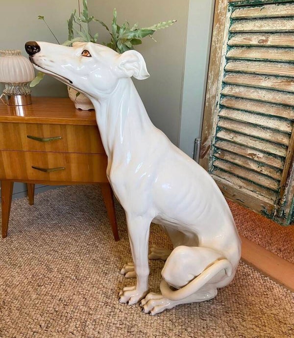 Vintage XL beeld windhond/greyhound Made in Italy