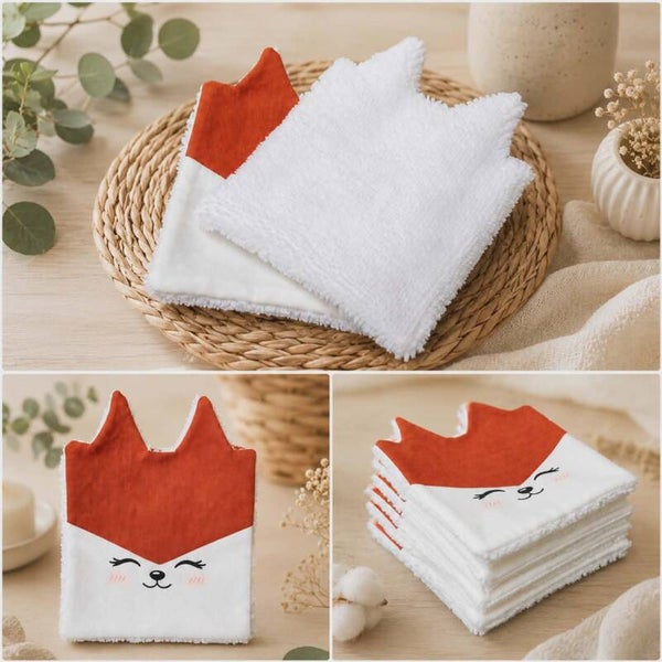 Cotons lavables – Collection M&V 🦊🐺🐻 Lot de 10 cotons
