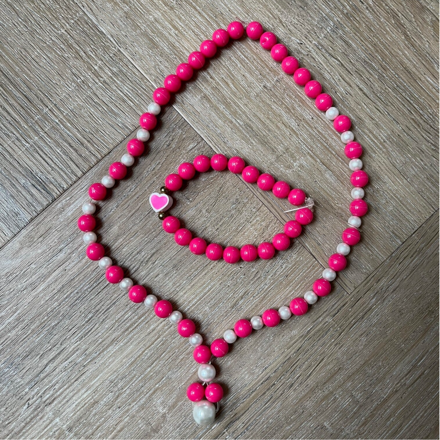 Set roze ketting met armband