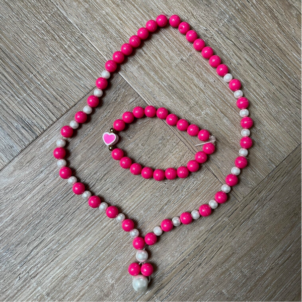 Set roze ketting met armband