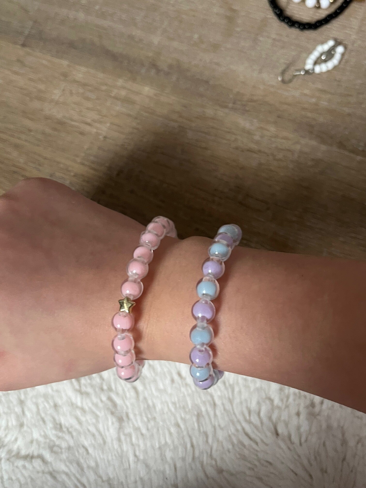 Blauw roze combinatie armbandjes