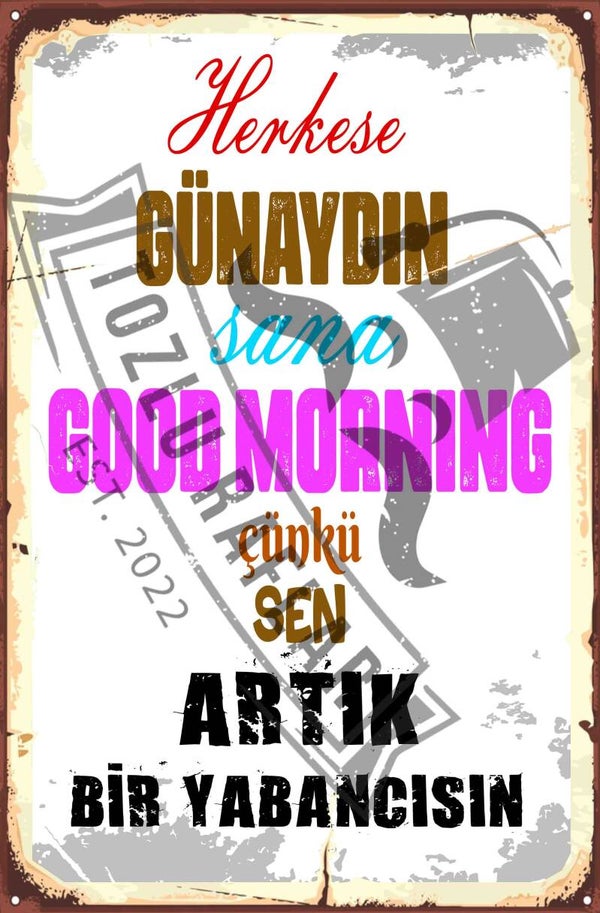 Herkese gunaydin sana goodmorning cunku sen artik bir yabancisin