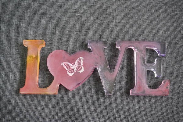 Deko LOVE Aufsteller pink/lila/gelb