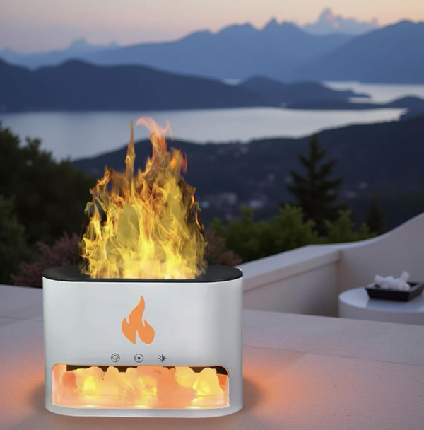Diffuseur Effet Flamme & Lumière Cristal – 7 Couleurs LED