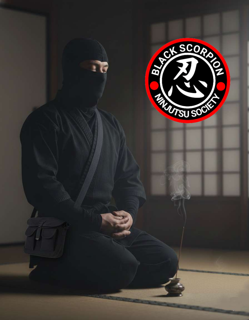 A Ninja sitting in meditation