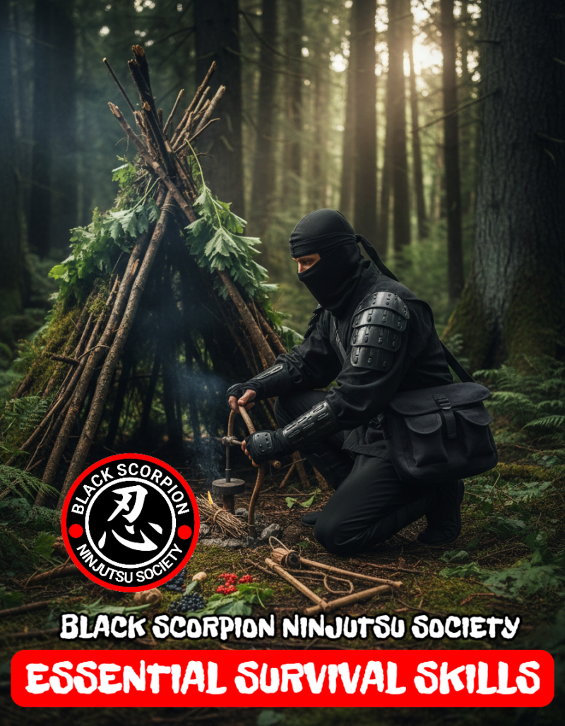 A ninja building a survival shelter. Ninja Survival Skills 