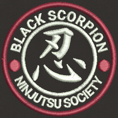 the shoulder patch of the Black Scorpion Ninjutsu Society