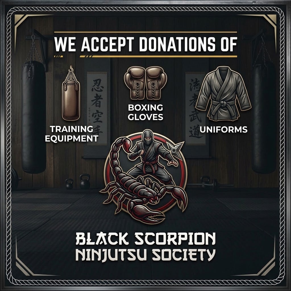 A Black Scorpion Ninjutsu Society Graphic for the Nashville Community Outreach Program. Martial Arts Program in Nashville Tennessee