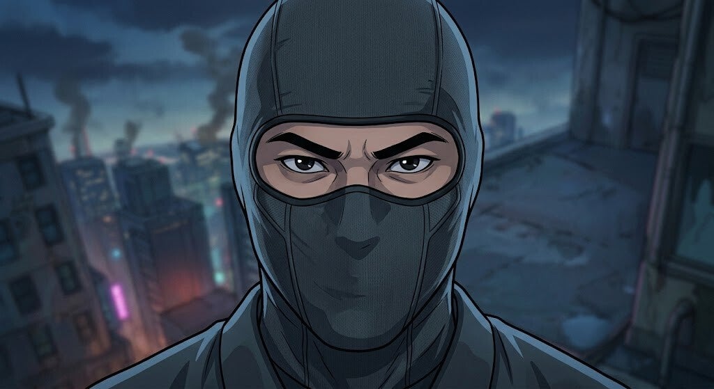 A pictur illitration of a Ninja wearing a mask