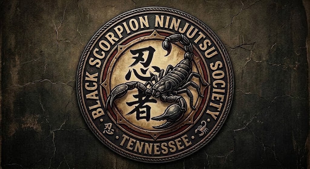 A Black Scorpion Ninjutsu Society Logo with the Ninja Kanji for the State of Tennessee