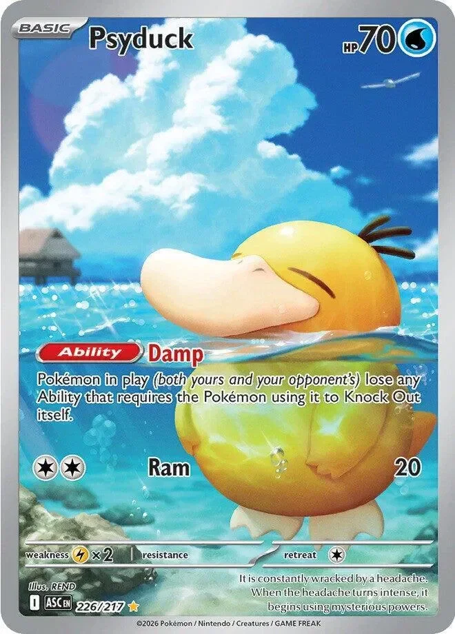Psyduck Ascended Heroes Illustration Rare • 226/217 Near Mint • Holofoil