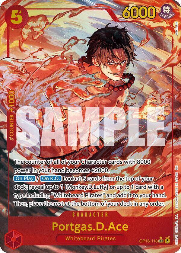 Portgas.D.Ace (118) (Alternate Art) The Time of Battle SEC • OP16-118 Near Mint • Foil