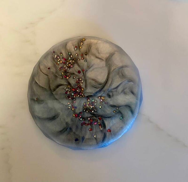 Smokey gray/silver shimmer coaster set of 3