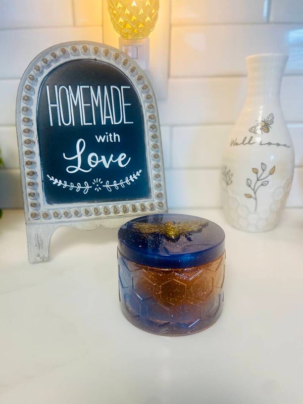 Bee design small jar w/lid