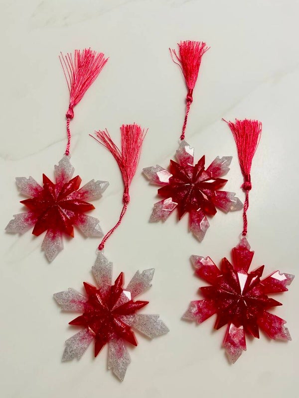 Resin Snowflake Ornaments Set of 4