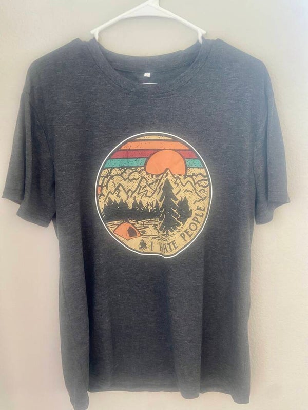 Camping letter print T-shirts for women