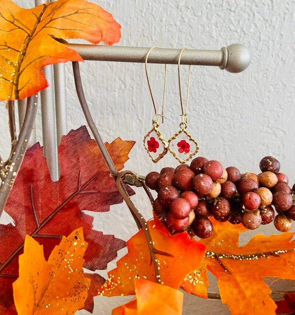 Pressed Flower Drop Earrings