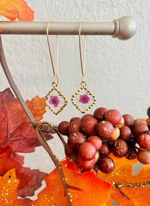 Pressed Flower Drop Earrings